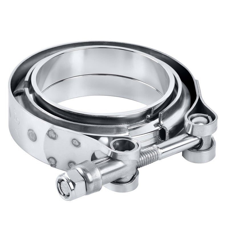 EVIL ENERGY 2.5 Inch V Band Clamp Stainless Steel with Flange Flat Mild Steel - Image 1